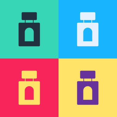 Pop Art Traş Kolonyası ikonu renk arkaplanında izole edilmiş. Parfüm spreyi ikonu. Erkek parfüm şişesi. Vektör.
