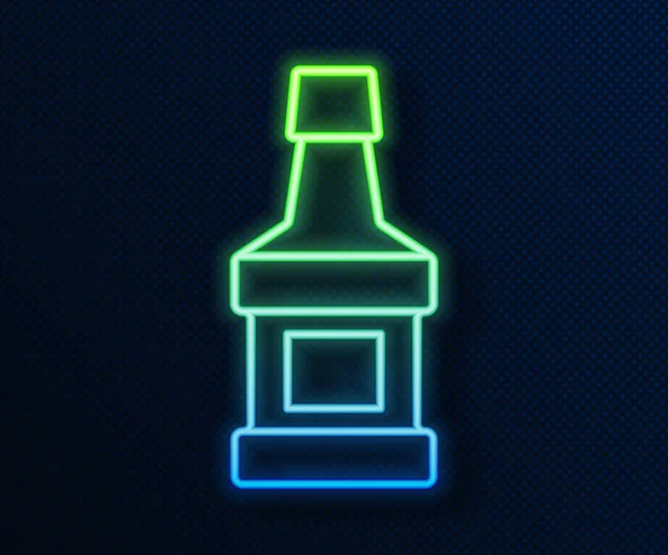 Świecąca Neonowa Ikona Butelki Whisky Odizolowana Niebieskim Tle Wektor — Wektor stockowy