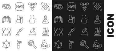 Mineral Ca Kalsiyum Test tüpünü alkol ya da ruh yakıcı molekülün üzerine zehirli sıvı ve ikon ile yerleştir. Vektör.
