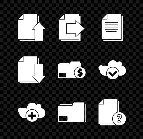 Définir Télécharger Document Fichier Page Suivante Flèche Document Ajouter Dossier — Image vectorielle