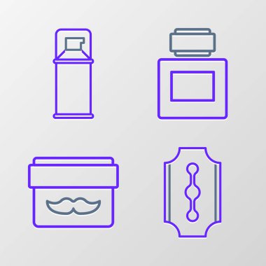 Jilet kremi losyon losyonu losyon losyonu tıraş losyonu ve tıraş köpüğü ikonu. Vektör.