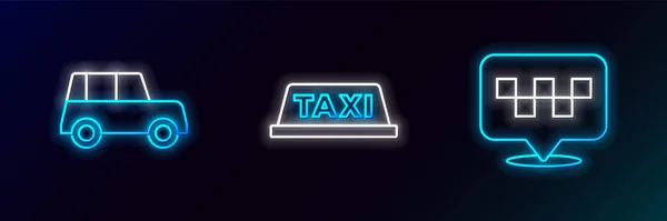 Impostare Posizione Della Linea Con Taxi Auto Taxi Icona Del — Vettoriale Stock