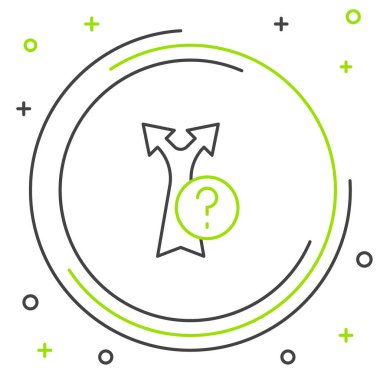 Satır Arrow simgesi beyaz arkaplanda izole edildi. Yön Arrowhead sembolü. Navigasyon işaretçisi işareti. Renkli taslak konsepti. Vektör