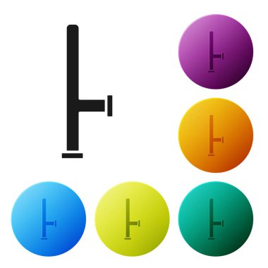 Siyah Polis kauçuk çubuk simgesi beyaz arkaplanda izole edildi. Kauçuk copu. Polis yarasası. Polis ekipmanları. Simgeleri renk daire düğmelerine ayarla. Vektör.