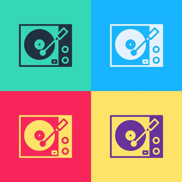 Pop Art Plattenspieler Mit Einem Auf Farbigem Hintergrund Isolierten Schallplattensymbol — Stockvektor