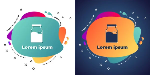 Frasco Vidro Branco Fechado Com Ícone Leite Isolado Sobre Fundo — Vetor de Stock