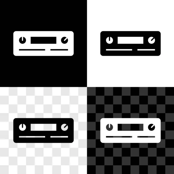 Set Car Audio Icon Isolated Black White Transparent Background Radio — 스톡 벡터