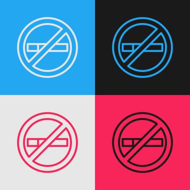 Pop sanat serisi Sigara içilmeyen simge renk arkaplanda izole edildi. Sigara sembolü. Vektör.