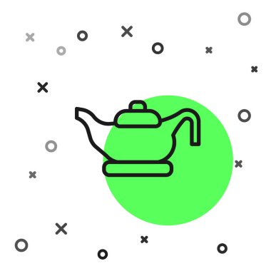 Beyaz arkaplanda siyah çizgi yağlı lamba ikonu izole edildi. Vektör