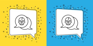 Skull simgesini sarı ve mavi arkaplanda izole et. Kaptan Korsan. Mutlu Cadılar Bayramı Partisi. Vektör