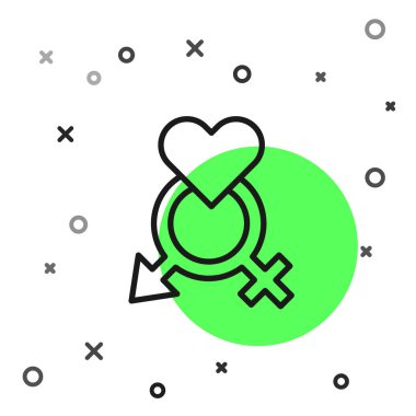 Beyaz arkaplanda siyah çizgi cinsiyet simgesi izole edildi. Erkek ve kadın sembolleri. Seks sembolü. Vektör