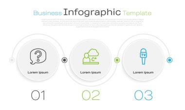 Konuşma balonu sohbetini, hava tahminini ve mikrofonu ayarla. Ticari bilgi şablonu. Vektör
