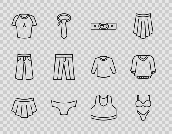 Set Line Saia Swimsuit Belt Men Cuecas Shirt Calças Undershirt —  Vetores de Stock