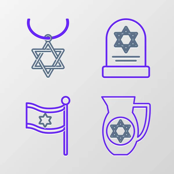 Set Line Decanter Αστέρι Του David Σημαία Ισραήλ Tombstone Και — Διανυσματικό Αρχείο