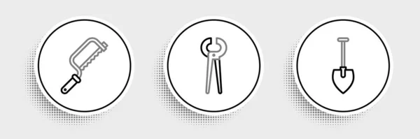 Set Line Shovel Hacksaw Pincers Pliers Icon Vector — ストックベクタ