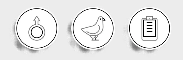 Установите Строку Буфера Обмена Чеклистом Символом Мужского Пола Значком Dove — стоковый вектор