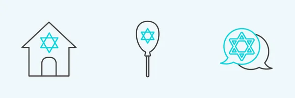 Καθορίστε Αστέρι Του Δαβίδ Εβραϊκή Συναγωγή Και Μπαλόνι Αστέρι David — Διανυσματικό Αρχείο