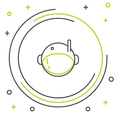 Çizgi Astronot başlık simgesi beyaz arkaplanda izole edildi. Renkli taslak konsepti. Vektör.