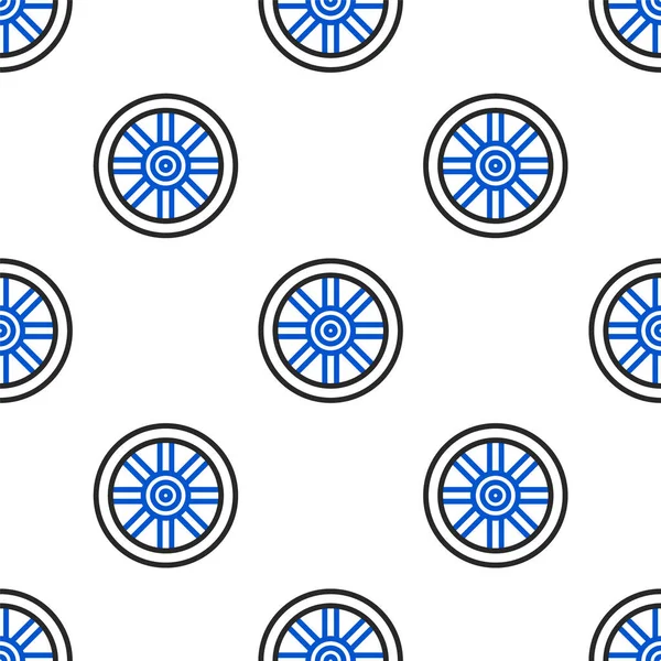 Line Old Wooden Wheel Icon Isolated Seamless Pattern White Background — Vector de stock