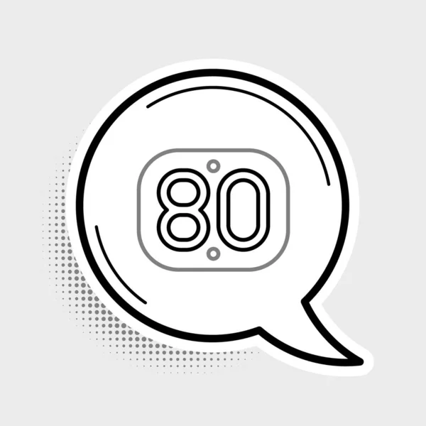 Line 80S Retro Icon Isolated Grey Background Eighties Poster Colorful — Stok Vektör