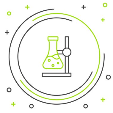 Çizgi Cam test tüpü beyaz arkaplanda izole edilmiş ikon üzerinde. Laboratuvar ekipmanları. Renkli taslak konsepti. Vektör.