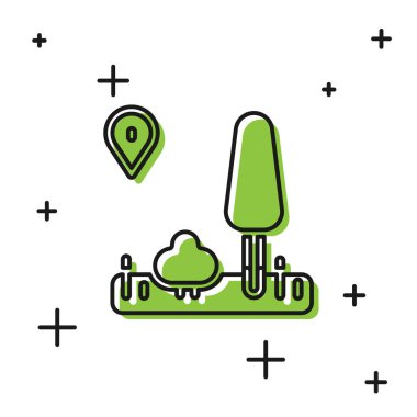 Şehir haritası yön bulma simgesinin siyah bilgileri beyaz arkaplanda izole edildi. Mobil Uygulama Arayüzü tasarımı. Coğrafi konsept. Vektör.