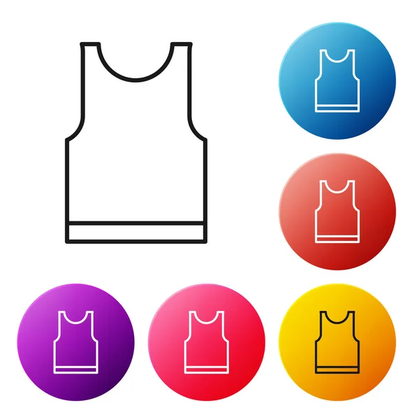 Black Line Sleeveless Shirt Icon Isolated White Background Set Icons — Stockvektor