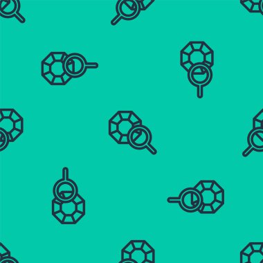 Mavi çizgi taşı simgesi yeşil arkaplandaki kusursuz deseni izole etti. Mücevher sembolü. Elmas. Vektör.