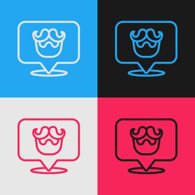 Pop sanat eseri berber dükkanı ikonu renk arkaplanında izole edilmiş. Kuaför logosu ya da tabela. Vektör.