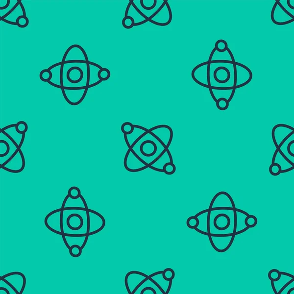 Μπλε Γραμμή Εικονίδιο Atom Απομονωμένη Αδιάλειπτη Μοτίβο Πράσινο Φόντο Σύμβολο — Διανυσματικό Αρχείο