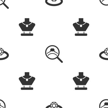 Elmas nişan yüzüğü ve kolye mankenini pürüzsüz desende ayarla. Vektör.