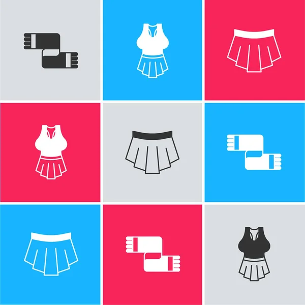 Set Winter Scarf Undershirt Skirt Icon Vector — ストックベクタ
