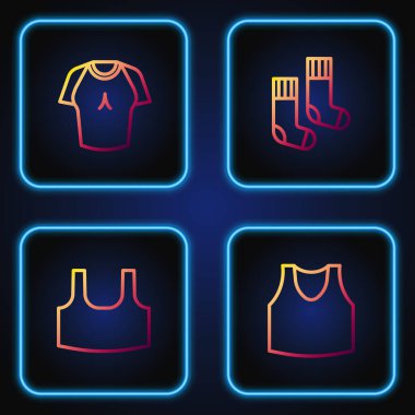 Set line Undershirt T-shirt and Socks. Gradient color icons. Vector.