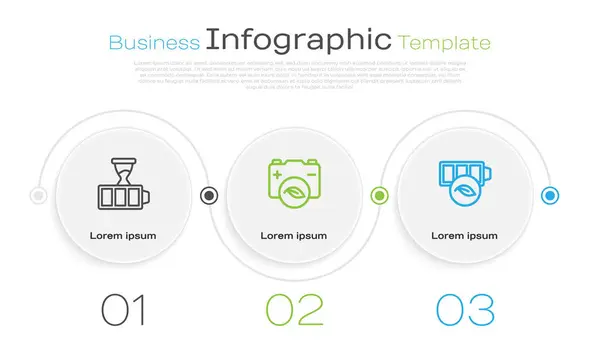 Set Line Battery Charge Eco Nature Leaf Battery Business Infographic — Vector de stock