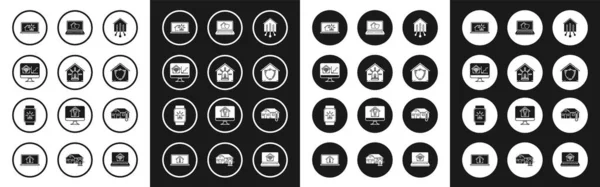 Set Smart Home House Alarm Computer Monitor Smart Laptop House — Stok Vektör