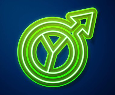 Parlayan neon hattı finansal büyüme ikonu mavi arka planda izole edildi. Gelirleri arttırıyorum. Vektör.