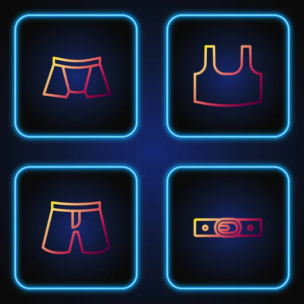 Set Line Belt Short Pants Men Underpants Undershirt Gradient Color — Stockový vektor