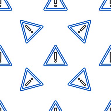 Üçgen simgesindeki çizgi ünlem işareti beyaz arkaplanda izole edilmiş kusursuz desen. Tehlike uyarısı, dikkat, dikkat, tehlike uyarısı önemli bir işaret. Renkli taslak konsepti. Vektör.