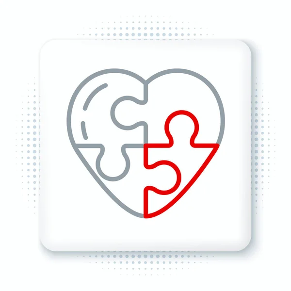 Icona Line Heart Isolata Sfondo Bianco Simbolo Romantico Legato Unire — Vettoriale Stock