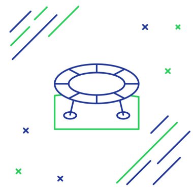 Beyaz arka planda çizgi atlama trambolini simgesi izole edildi. Renkli taslak konsepti. Vektör.