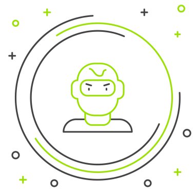 Çizgi Hırsızı maskesi simgesi beyaz arkaplanda izole edildi. Haydut maskesi, suçlu adam. Renkli taslak konsepti. Vektör.