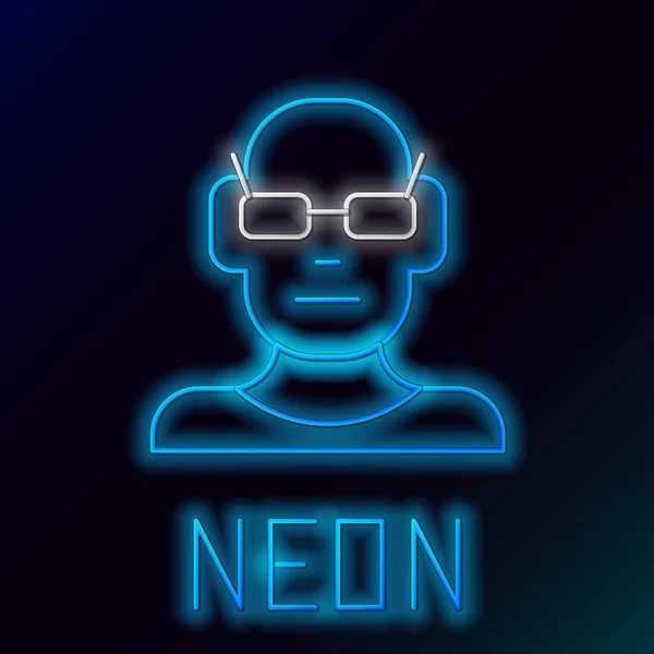 Zářící Neonová Čára Špatný Zrak Korigovaný Zrak Ikonou Optických Brýlí — Stockový vektor