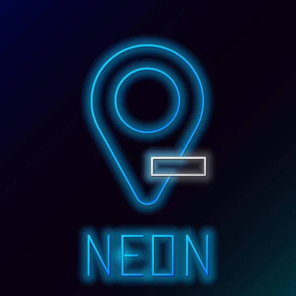 Gloeiende Neon Lijn Kaart Pin Pictogram Geïsoleerd Zwarte Achtergrond Navigatie — Stockvector