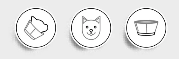 Set Line Protective Cone Collar Veterinary Clinic Symbol Cat Icon — Image vectorielle