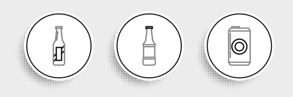 Set Line Beer Can Bottle Icon Vector — Stockvector