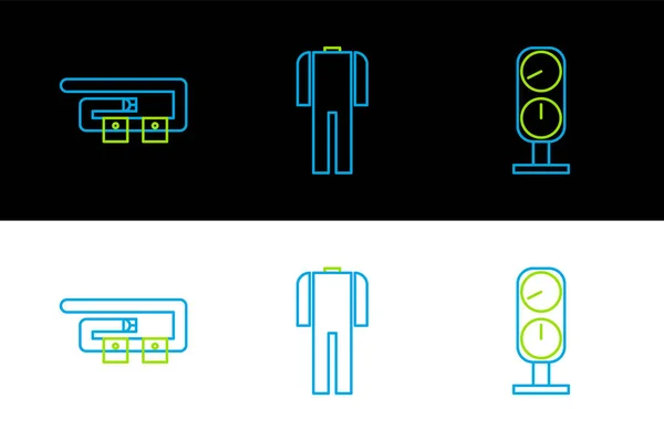 Set Line Gauge Scale Tauchgürtel Und Neoprenanzug Für Tauchikone Vektor — Stockvektor