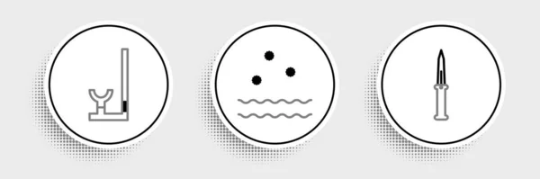 Set Line Army Knife Snorkel Cold Waves Icon Vector — ストックベクタ