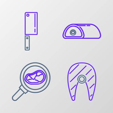 Kızartma tavasında biftekli biftek ve helikopter ikonu. Vektör.