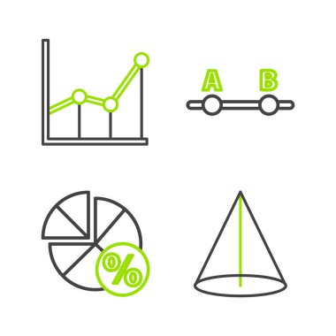 Çizgi Geometrik figür Cone Grafik çizelgesi diyagramını ve simgesini ayarla. Vektör.