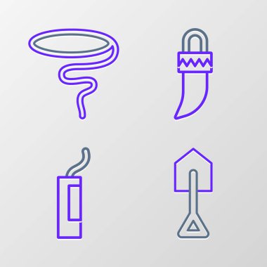 Shovel Dynamite bomba dişi ve kement ikonu yerleştirin. Vektör.